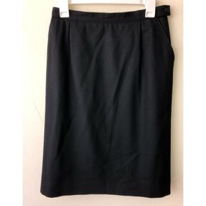 Vintage '90s Pendleton Petites Black Knee Length Virgin Wool Pencil Skirt Small